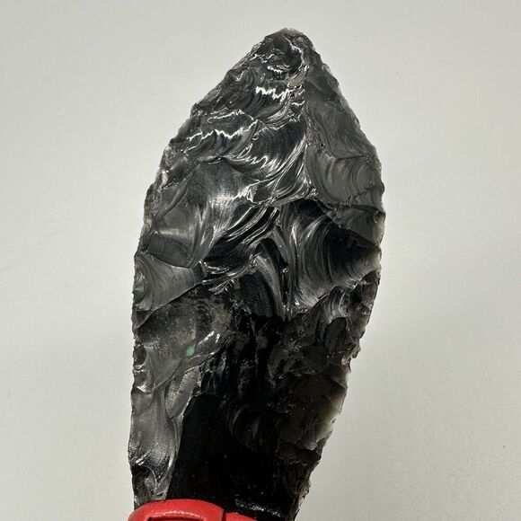 Aztec Style Ceremonial Sacrificial Tecpatl Obsidian Blade Knife Dagger 6.5” - Picture 10 of 11